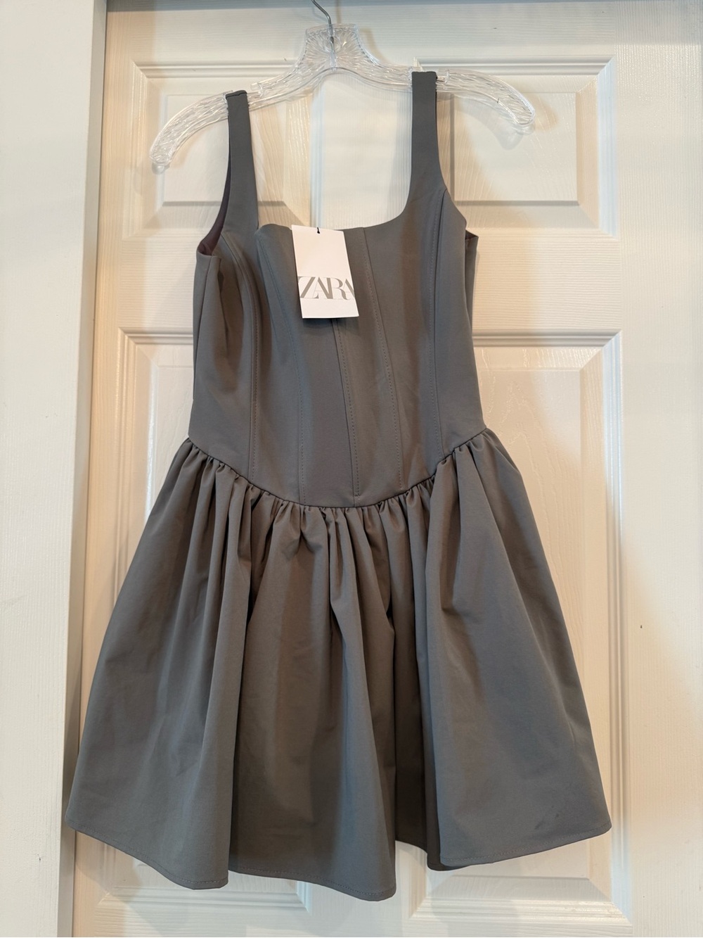 NWT ZARA Gray Sleeveless Mini Dress with Fitted Bodice
